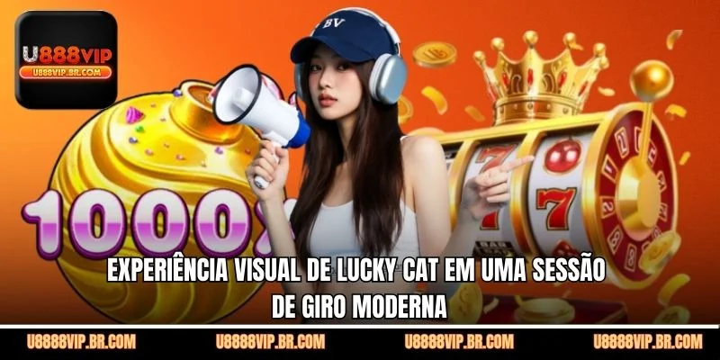 Experiência Visual de Lucky Cat em uma Sessão de Giro Moderna